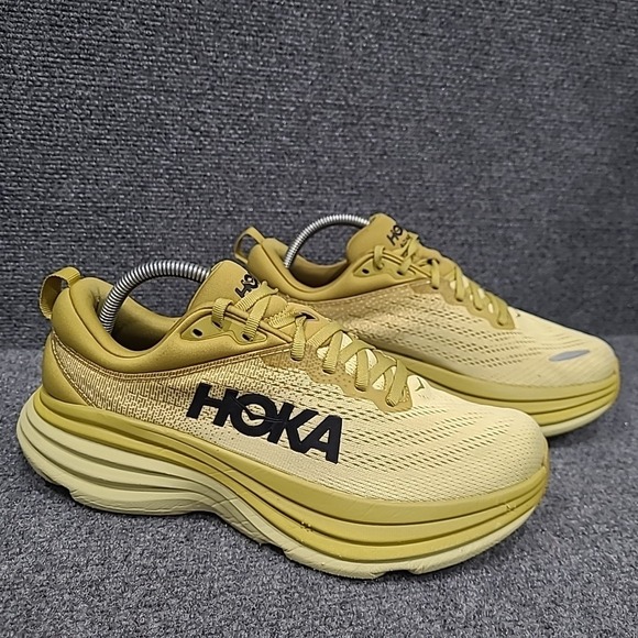 Hoka Bondi 8 Women's Sz 9.5 B Golden Yellow Lichen Celery Root Running Sneakers - Picture 3 of 16